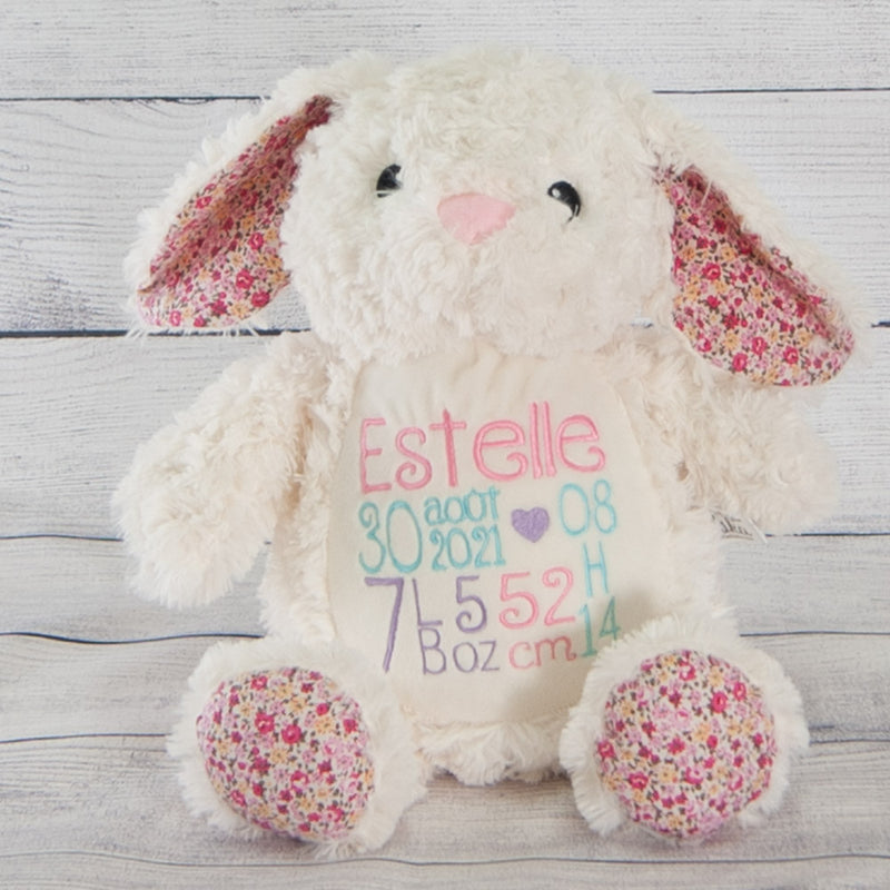 Bunny with floral pattern embroidered