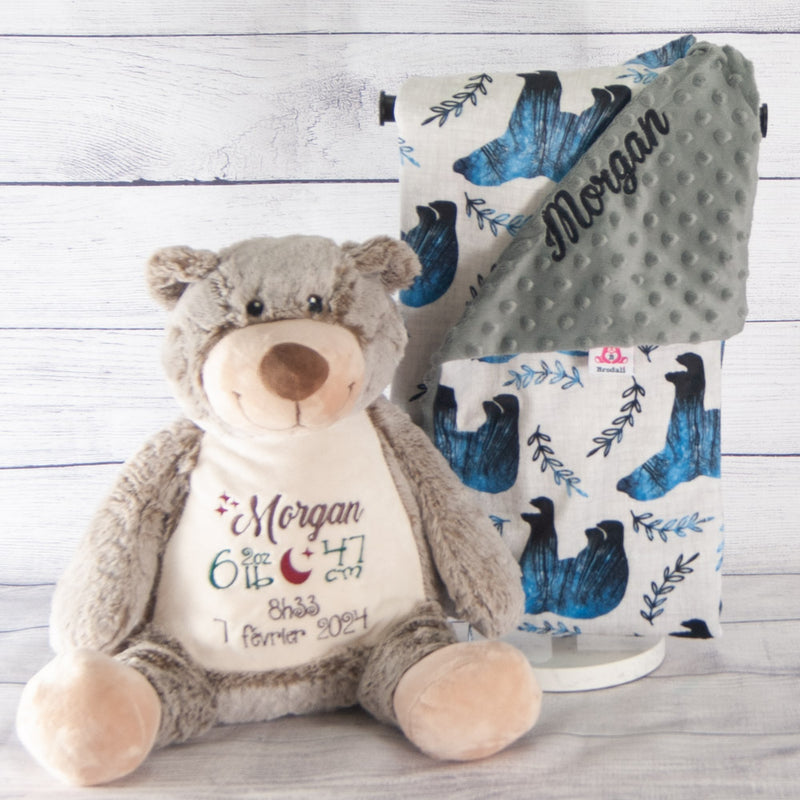 Ensemble cadeau ourson avec doudou